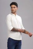 Color Hunt Men's Cotton White Full Sleeve Solid Short Kurta - Colorhunt