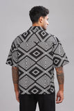 Color Hunt Men's Cotton Black Half Sleeve Printed Oversize Shirt - Colorhunt