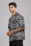 Color Hunt Men's Cotton Black Half Sleeve Printed Oversize Shirt - Colorhunt