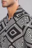 Color Hunt Men's Cotton Black Half Sleeve Printed Oversize Shirt - Colorhunt