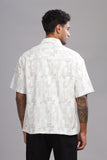 Color Hunt Men's Cotton White-Brown Half Sleeve Printed Oversize Shirt - Colorhunt