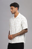 Color Hunt Men's Cotton White-Brown Half Sleeve Printed Oversize Shirt - Colorhunt