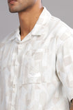 Color Hunt Men's Cotton White-Brown Half Sleeve Printed Oversize Shirt - Colorhunt