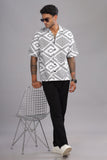 Color Hunt Men's Cotton White Half Sleeve Printed Oversize Shirt - Colorhunt