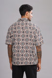 Color Hunt Men's Cotton Black-Brown Half Sleeve Printed Oversize Shirt - Colorhunt