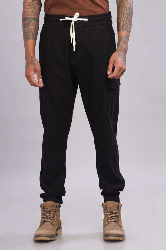 Color Hunt Men's Black Full Length Jogger Fit Cargo Joggers - Colorhunt