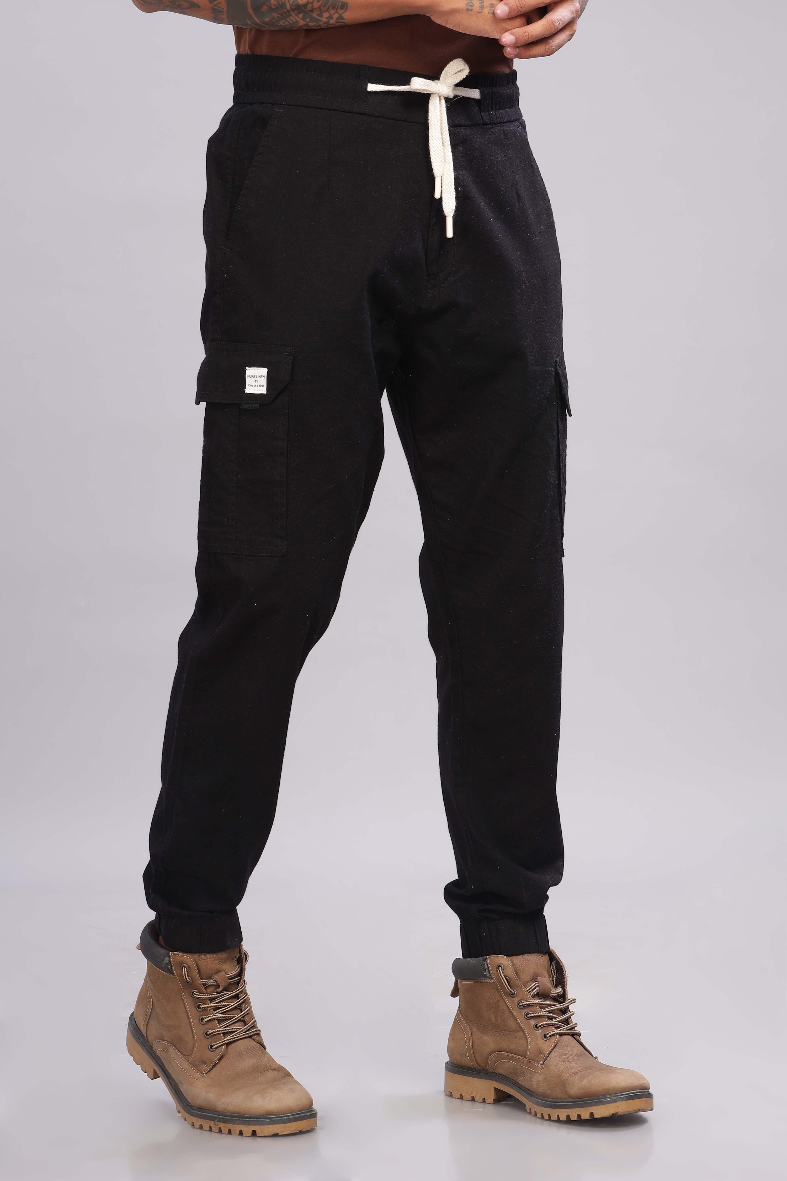 Color Hunt Men's Black Full Length Jogger Fit Cargo Joggers - Colorhunt