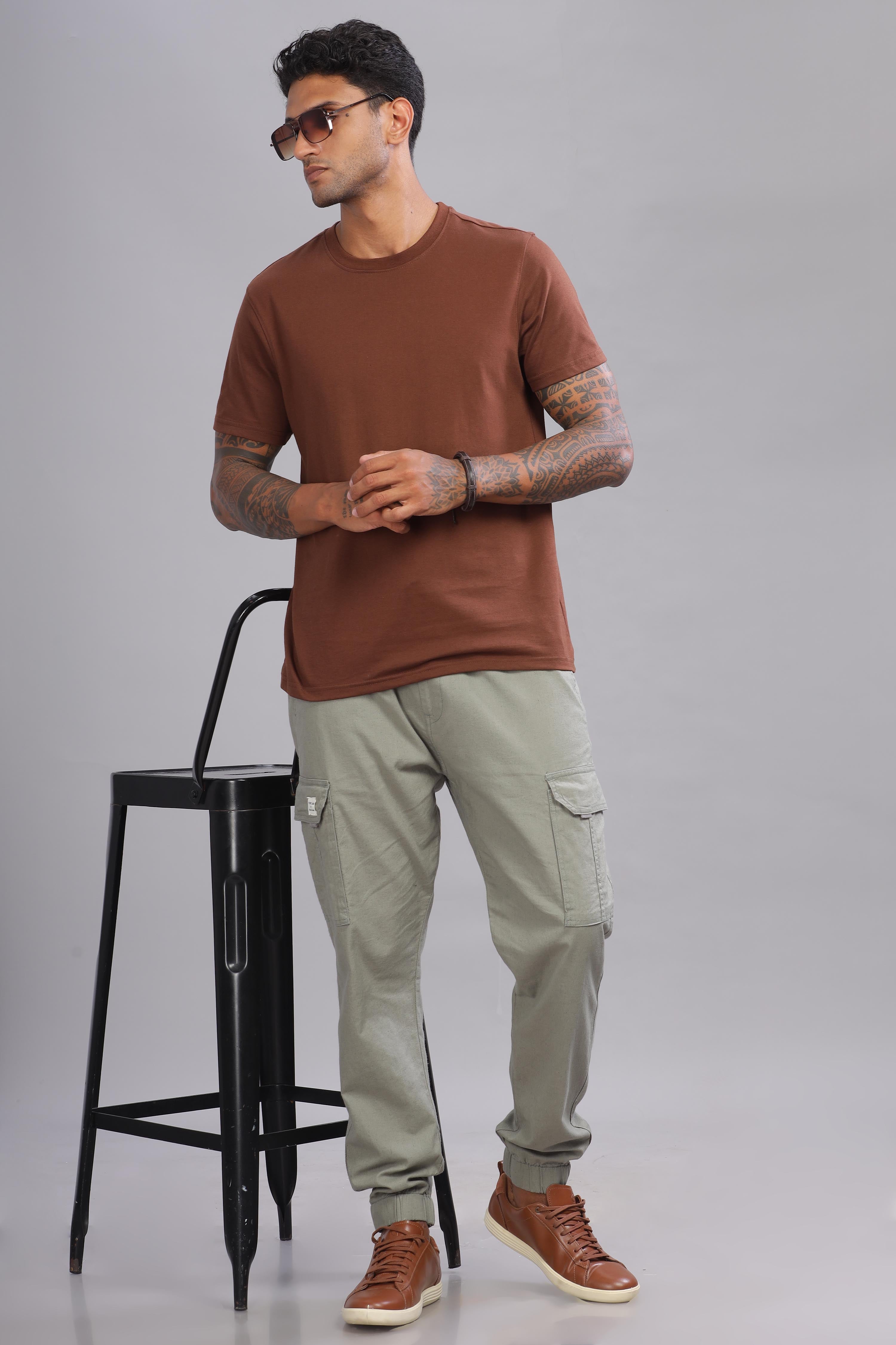 Color Hunt Men's Olive Full Length Jogger Fit Cargo Joggers - Colorhunt