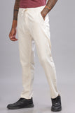 Color Hunt Men's Cream Full Length Tapered Fit Linen Trouser - Colorhunt