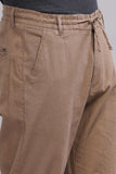 Color Hunt Men's Brown Full Length Tapered Fit Linen Trouser - Colorhunt