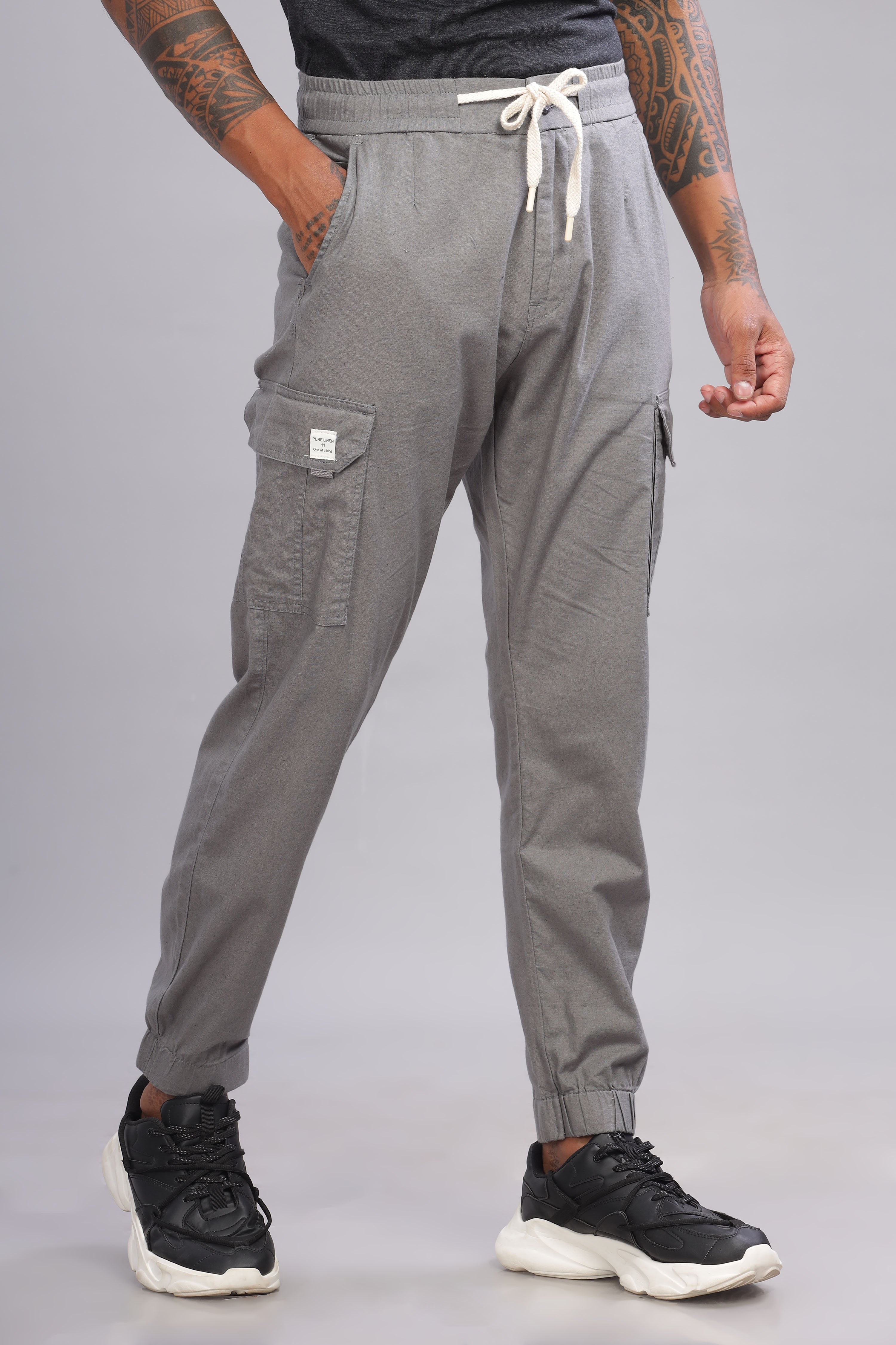 Color Hunt Men's Grey Full Length Jogger Fit Cargo Joggers - Colorhunt