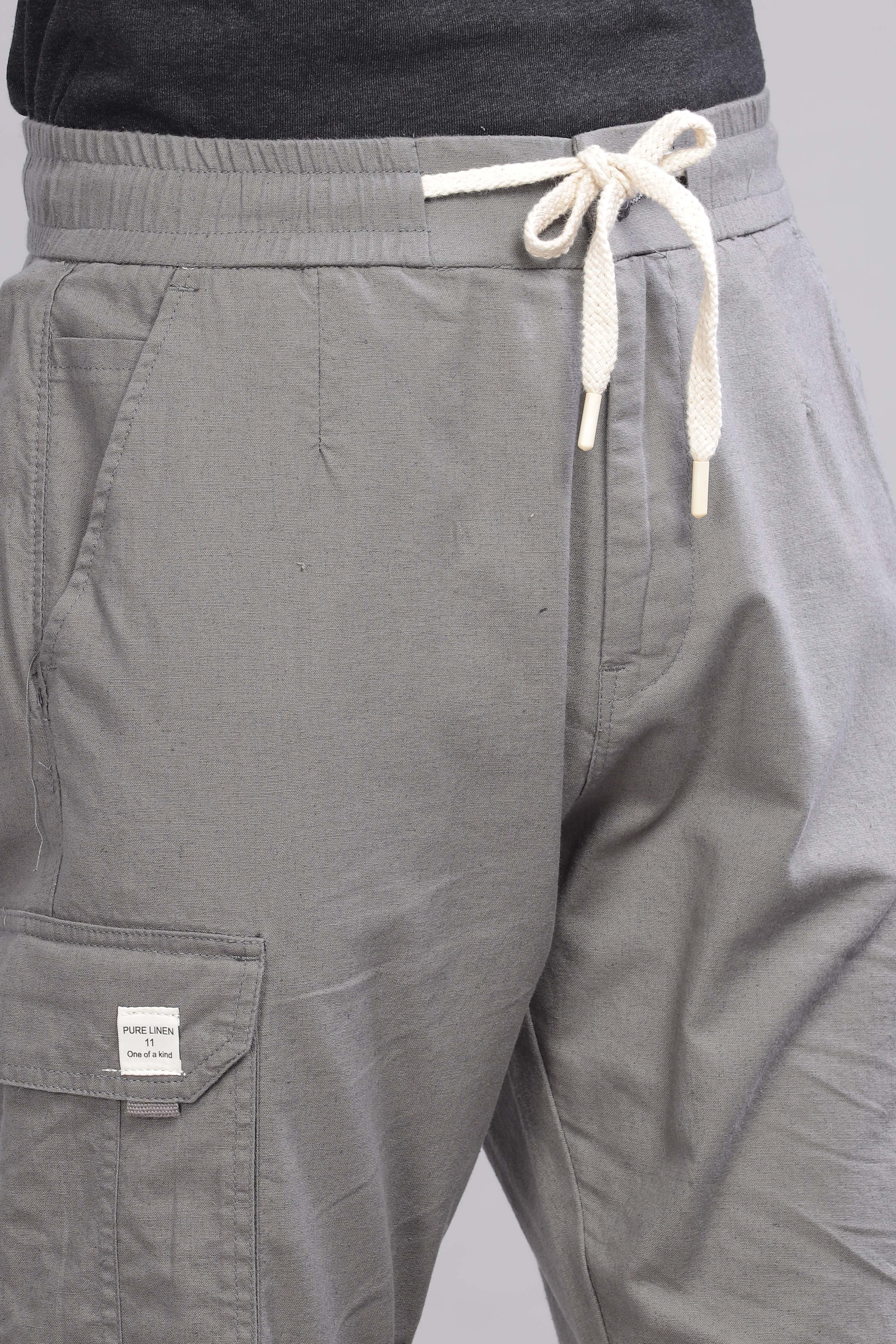 Color Hunt Men's Grey Full Length Jogger Fit Cargo Joggers - Colorhunt