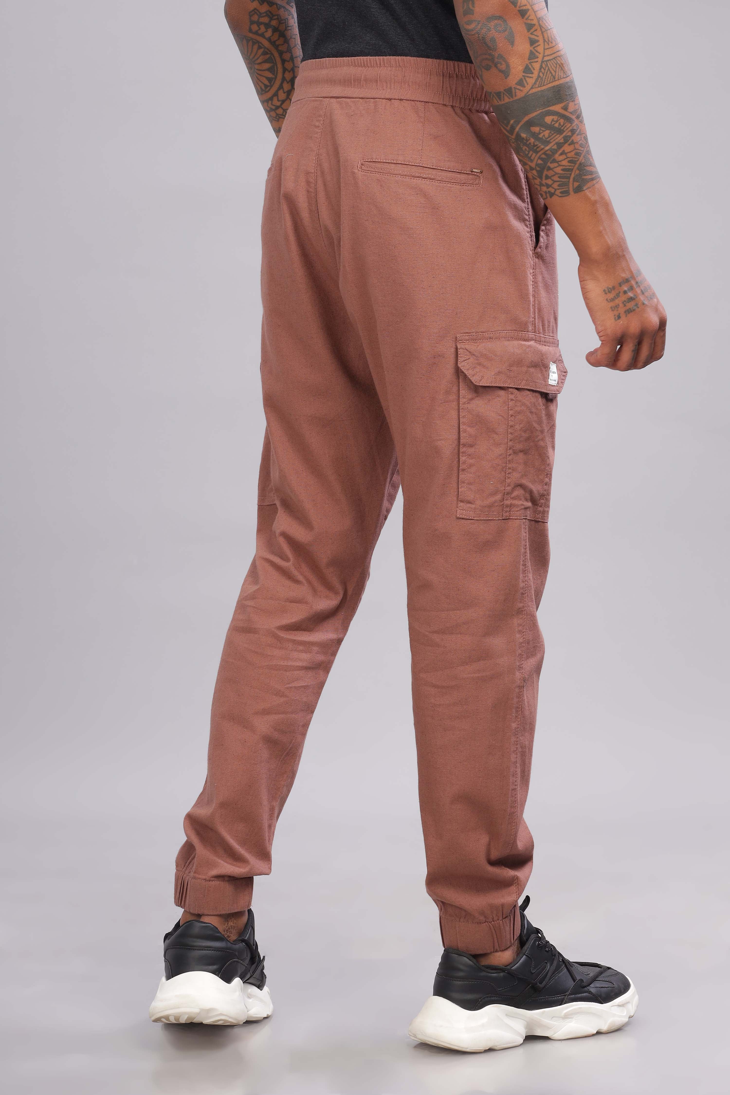 Color Hunt Men's Salmon Full Length Jogger Fit Cargo Joggers - Colorhunt