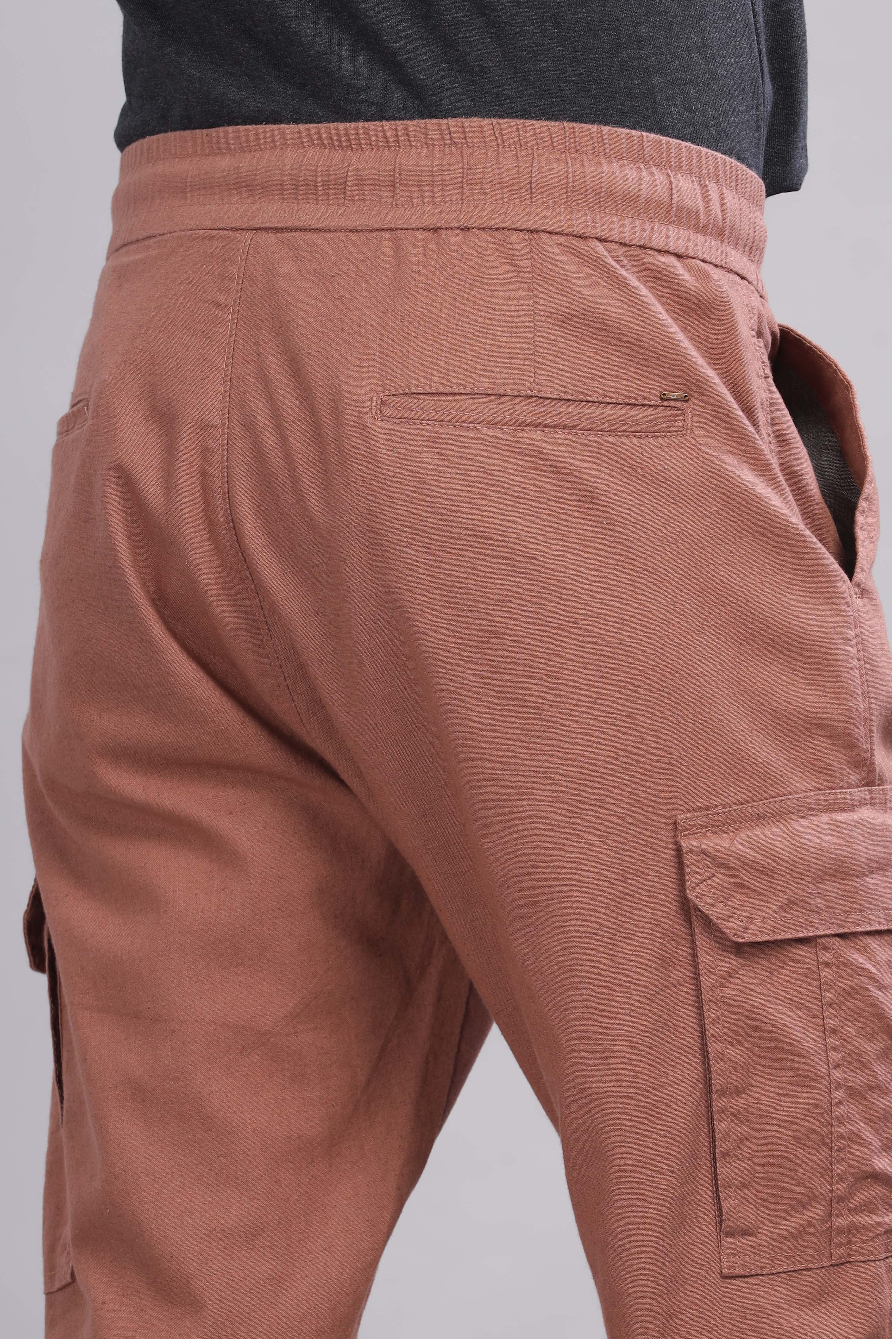 Color Hunt Men's Salmon Full Length Jogger Fit Cargo Joggers - Colorhunt