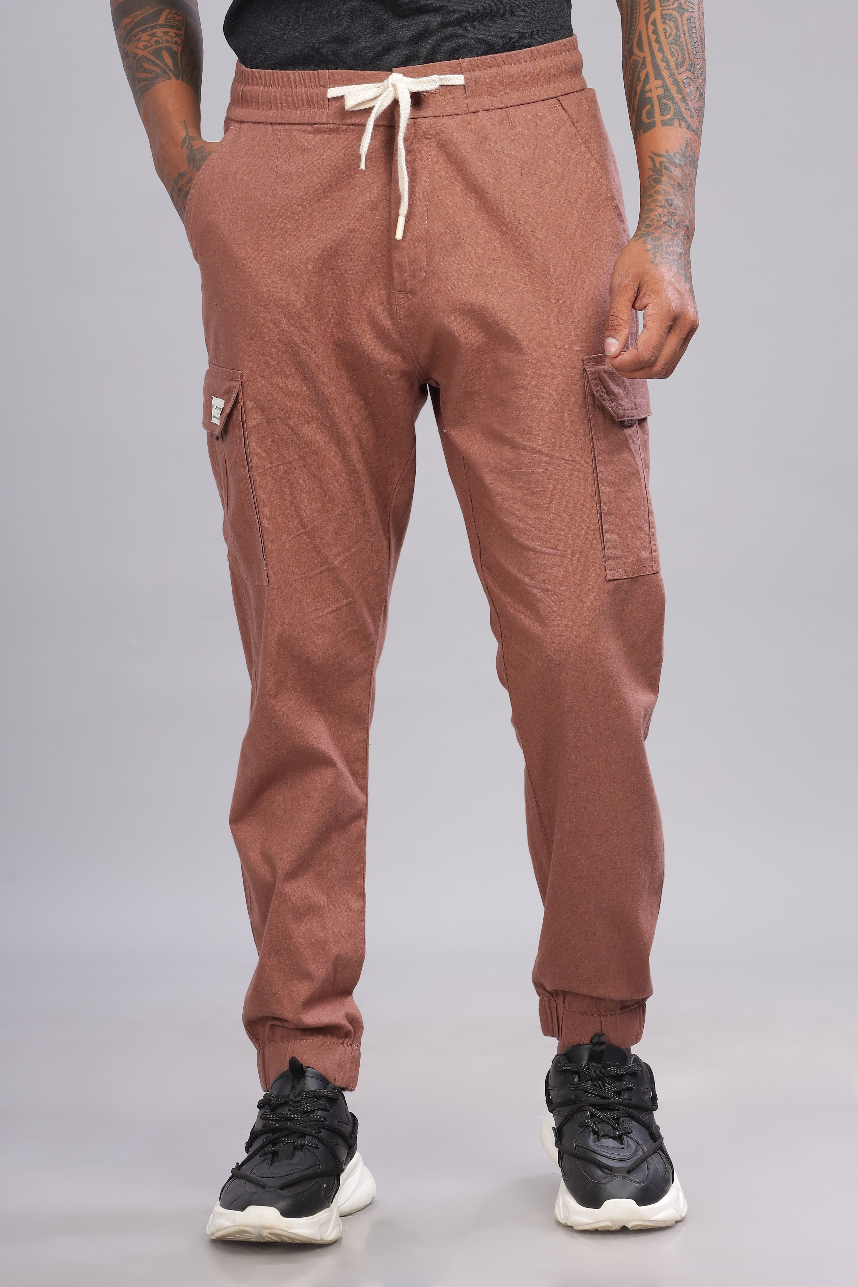 Color Hunt Men's Salmon Full Length Jogger Fit Cargo Joggers - Colorhunt