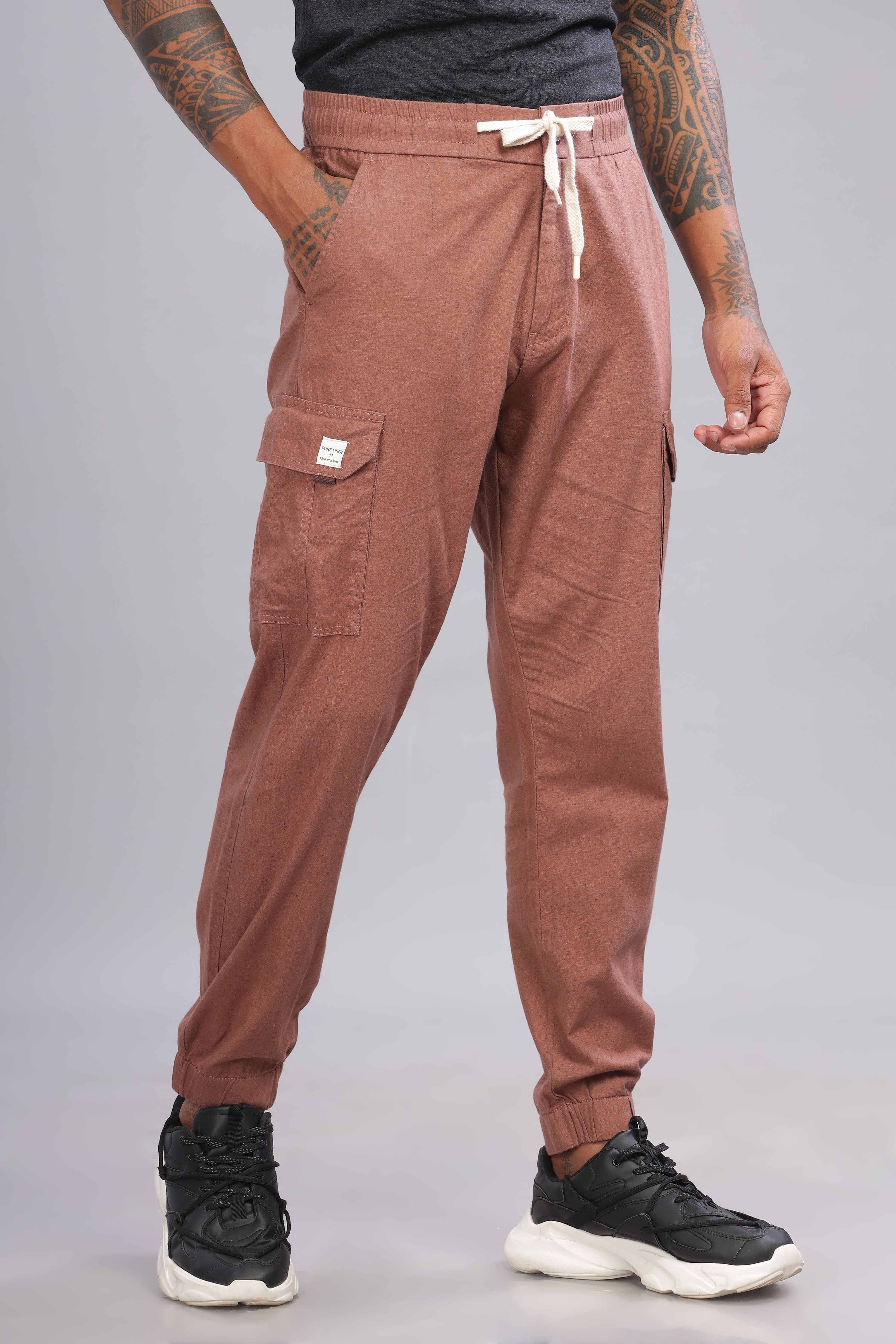 Color Hunt Men's Salmon Full Length Jogger Fit Cargo Joggers - Colorhunt