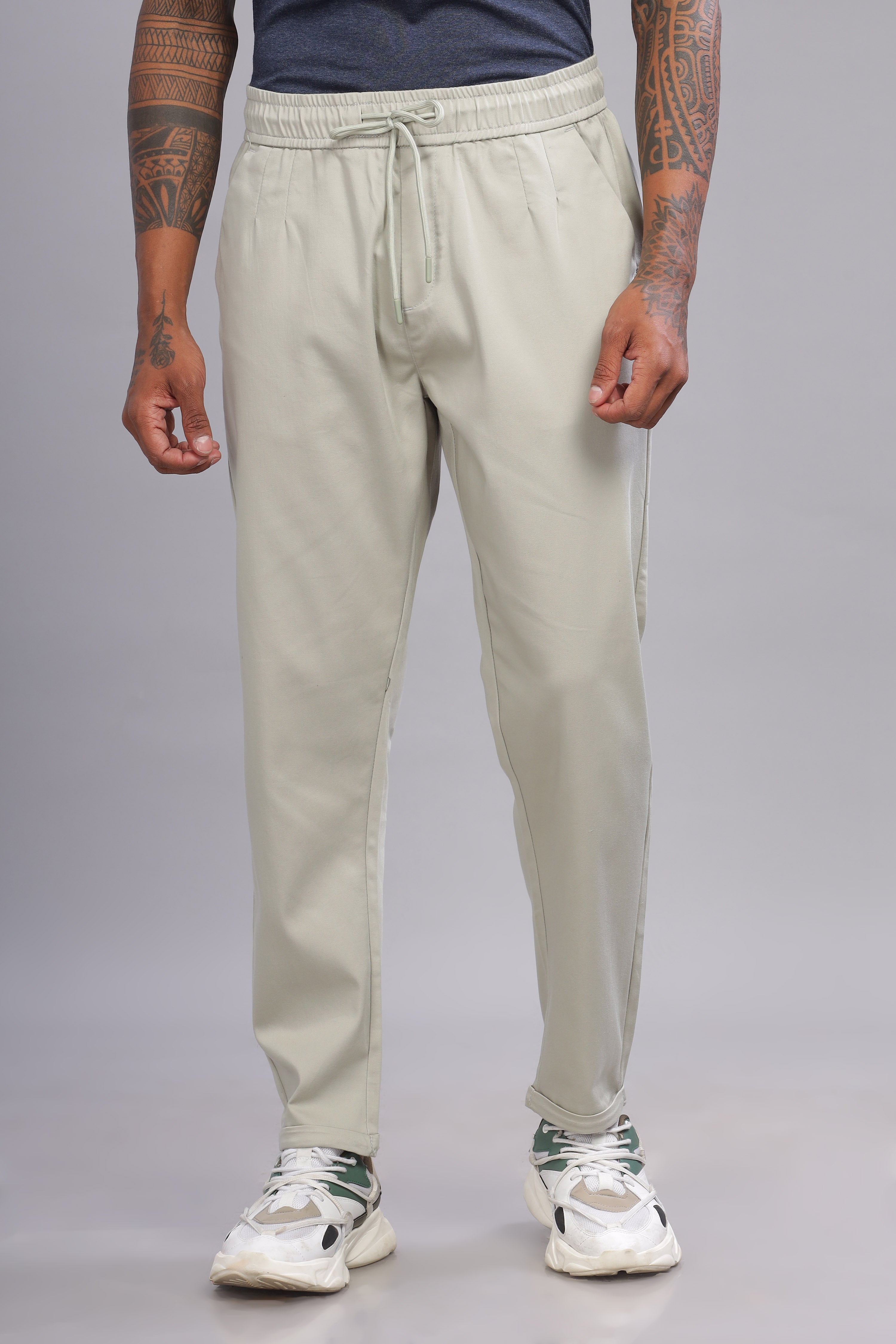 Color Hunt Men's Light Green Full Length Future Fit Cargo Joggers - Colorhunt