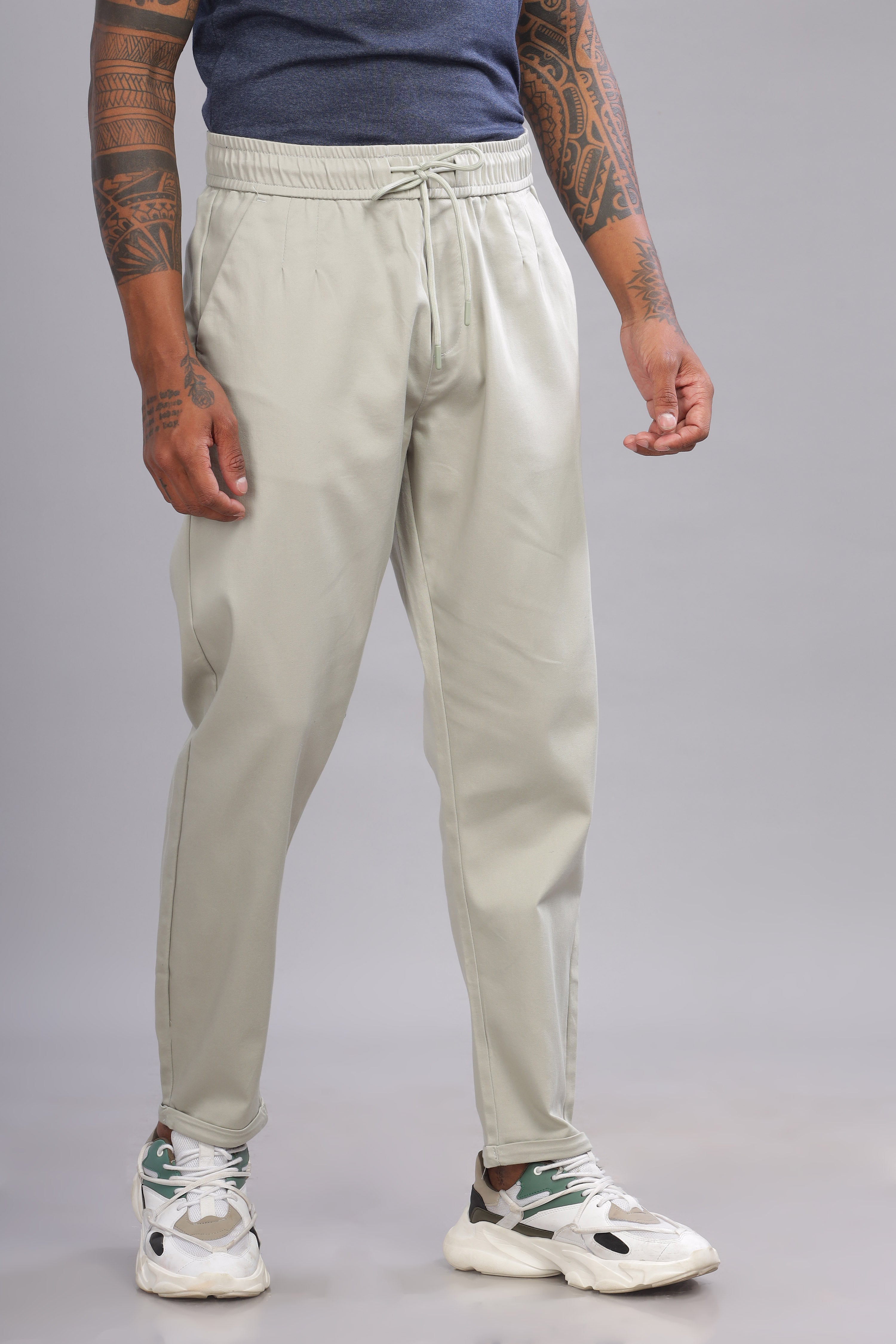 Color Hunt Men's Light Green Full Length Future Fit Cargo Joggers - Colorhunt