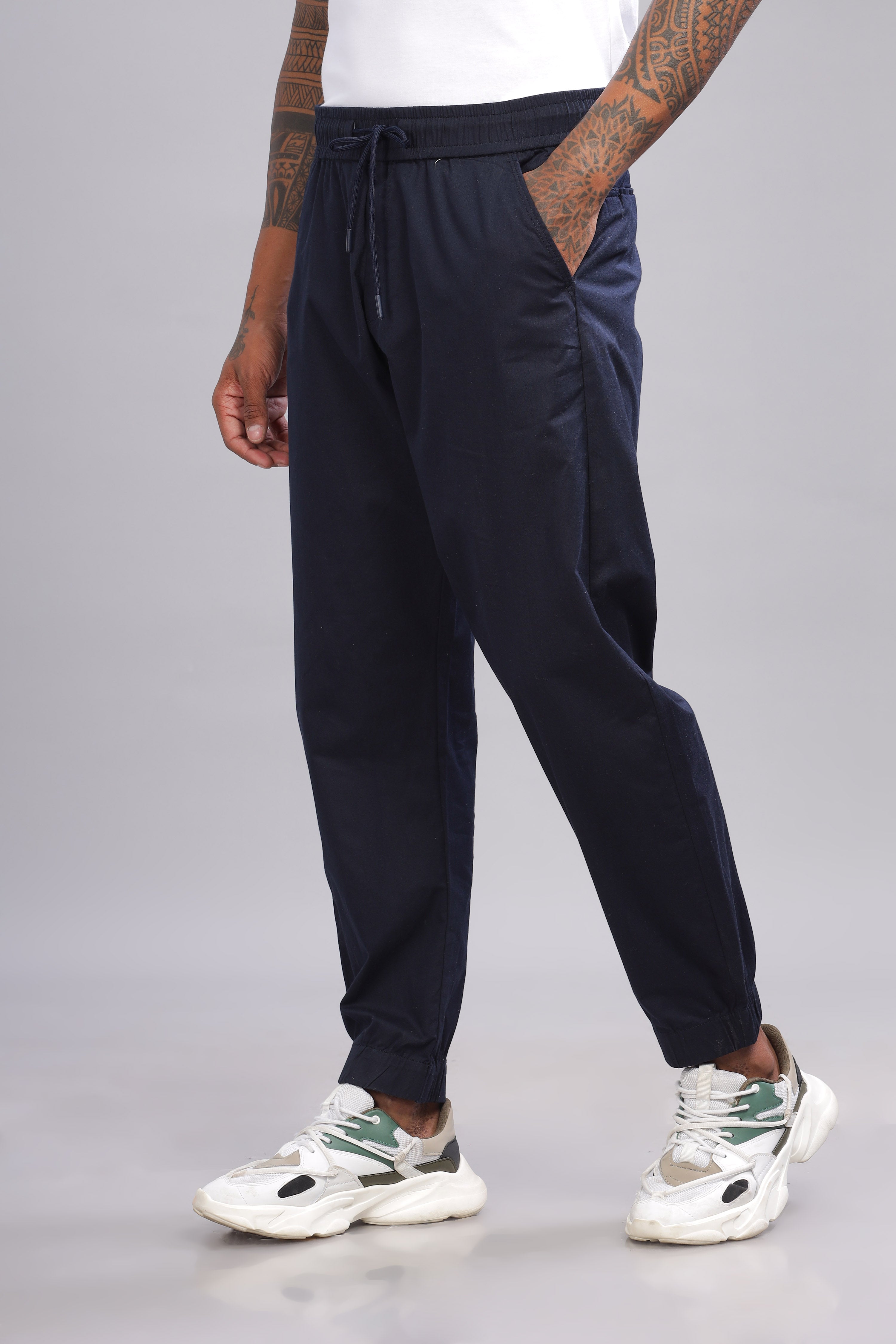 Color Hunt Men's Navy Full Length Future Fit Cargo Joggers - Colorhunt