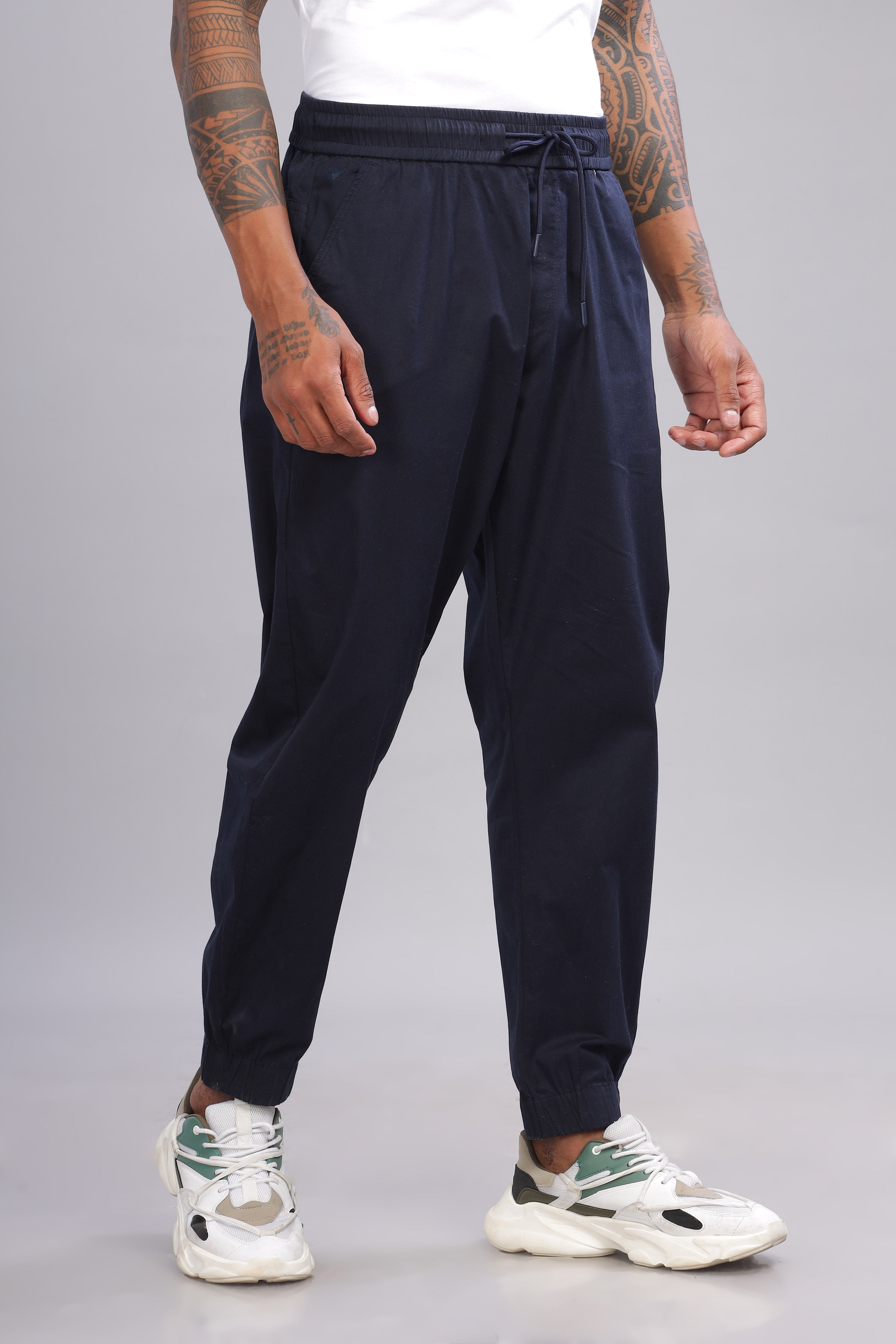 Color Hunt Men's Navy Full Length Future Fit Cargo Joggers - Colorhunt