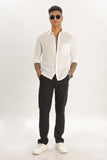 Color Hunt Men's Black Full Length Tappered Fit Linen Trouser