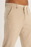 Color Hunt Beige Oxford Linen Solid Linen Trouser - Tappered Fit