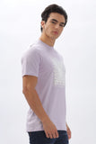 Color Hunt Men's Cotton Light Purple Half Sleeve Printed Regular Tshirt - Colorhunt