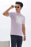 Color Hunt Men's Cotton Light Purple Half Sleeve Printed Regular Tshirt - Colorhunt