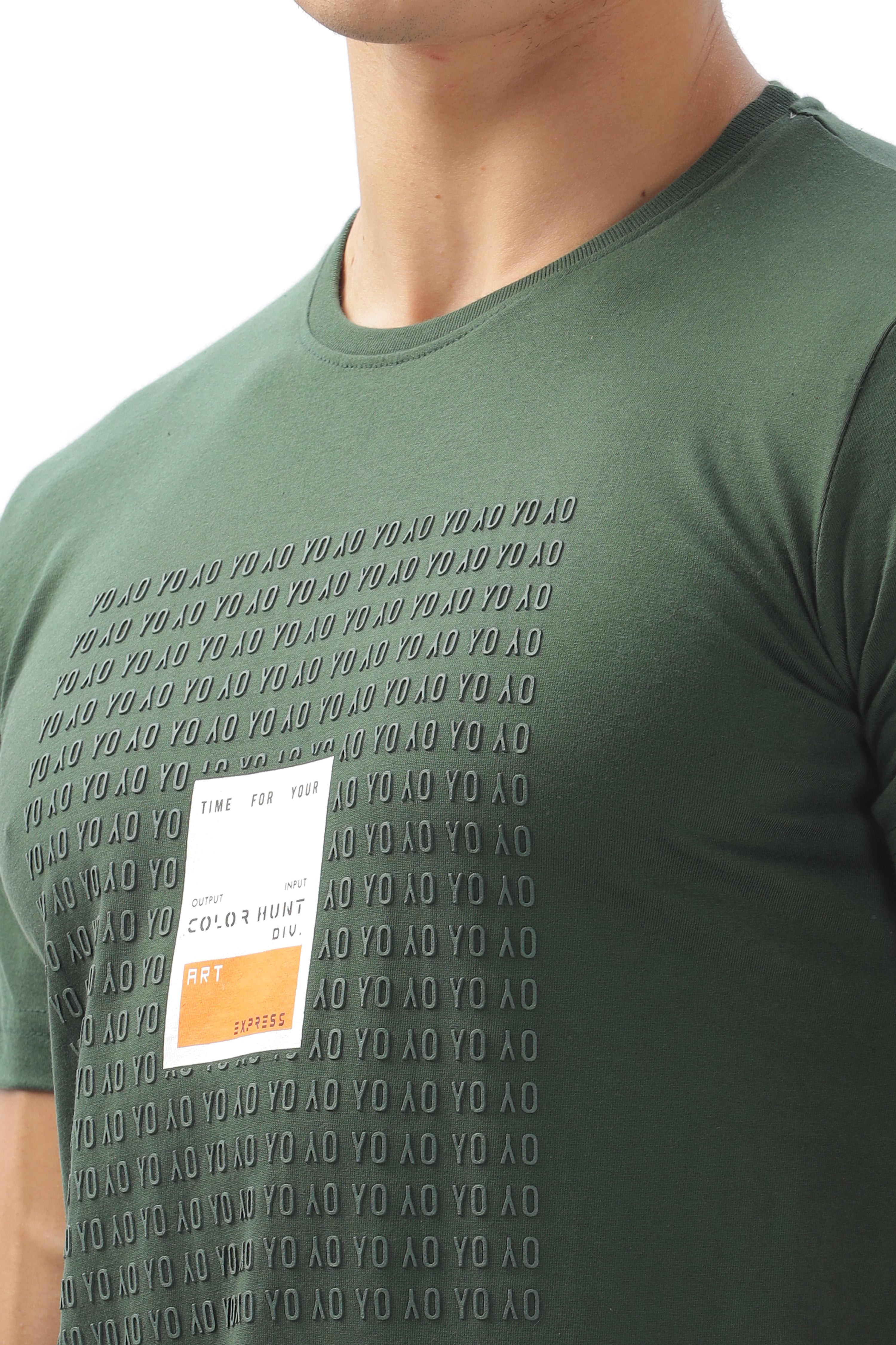 Color Hunt Men's Cotton Green Half Sleeve Printed Regular Tshirt - Colorhunt