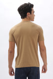 Color Hunt Men's Cotton Light Brown Half Sleeve Printed Regular Tshirt - Colorhunt