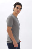 Color Hunt Men's Cotton Grey Half Sleeve Solid Knitted Tshirt - Colorhunt