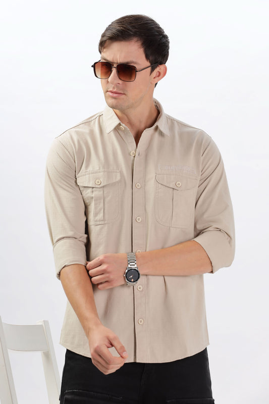 Color Hunt Men's Cream Full Sleeve nan Shirt - Colorhunt