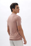 Color Hunt Men's Cotton Pink Half Sleeve Solid Knitted Polo T-shirt - Colorhunt