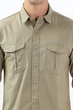 Color Hunt Men's Light Olive Green Full Sleeve nan Shirt - Colorhunt