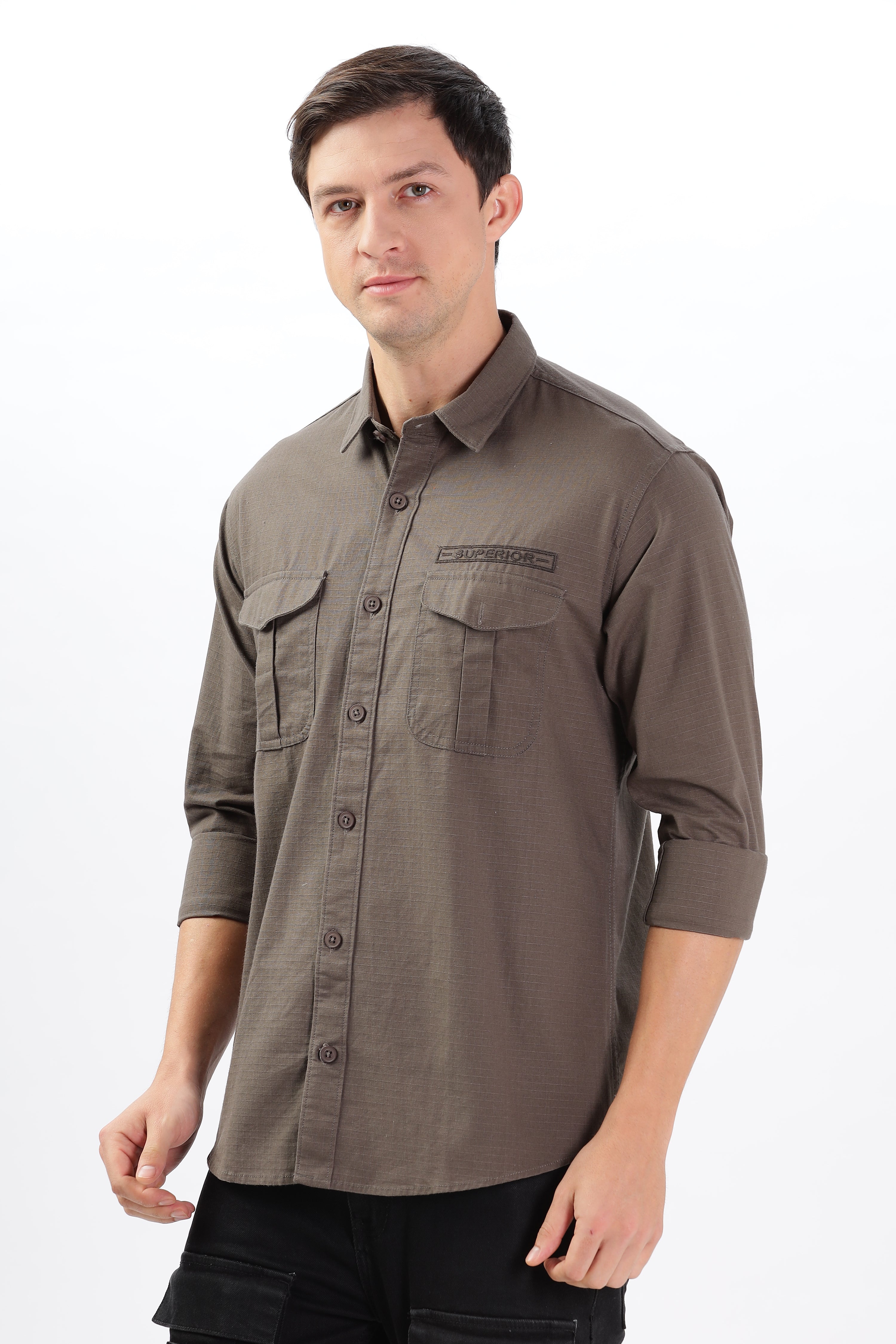 Color Hunt Men's Brown Full Sleeve nan Shirt