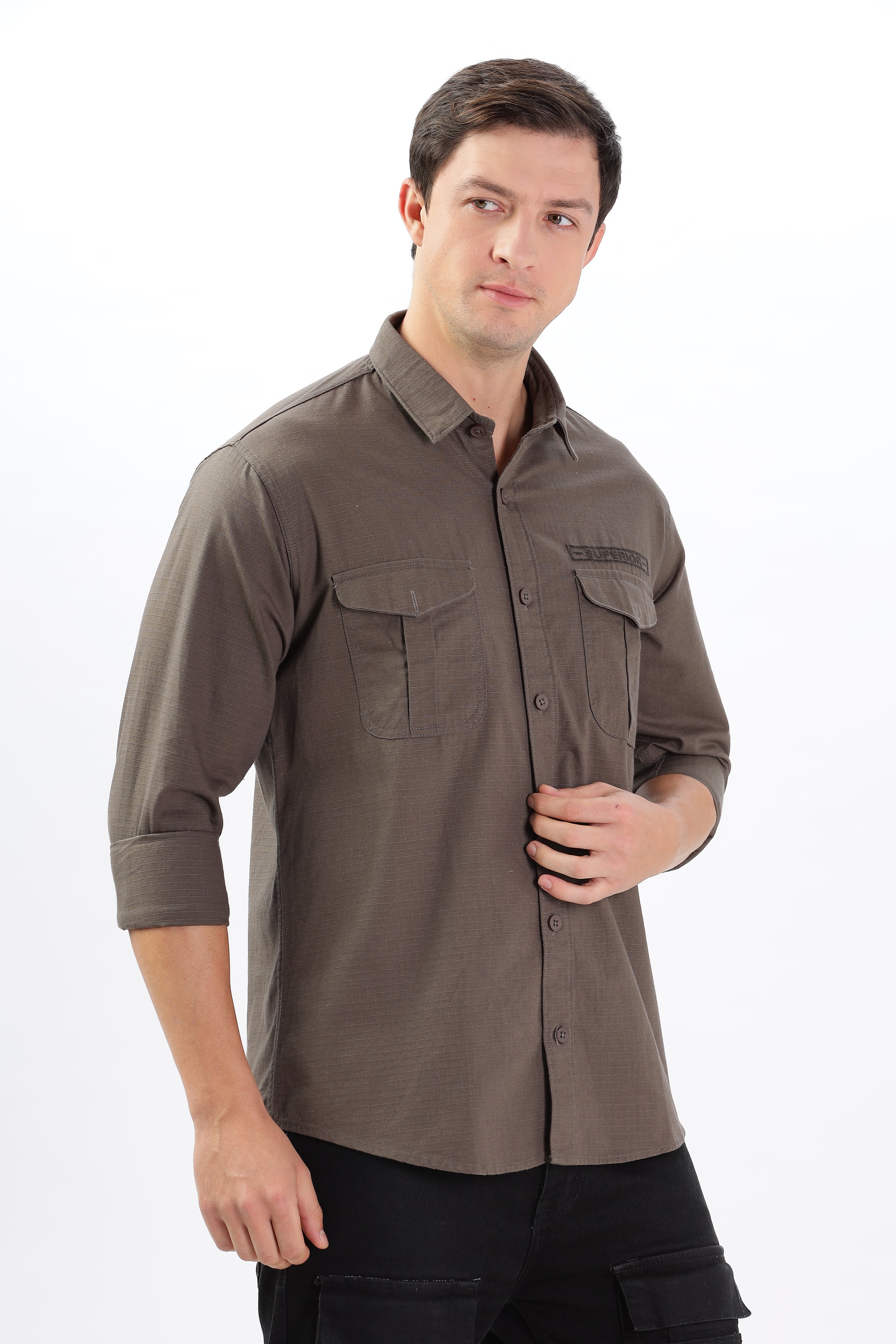 Color Hunt Men's Brown Full Sleeve nan Shirt