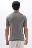 Color Hunt Men's Cotton Grey Half Sleeve Solid Knitted Polo T-shirt - Colorhunt