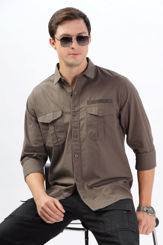 Color Hunt Men's Brown Full Sleeve nan Shirt - Colorhunt