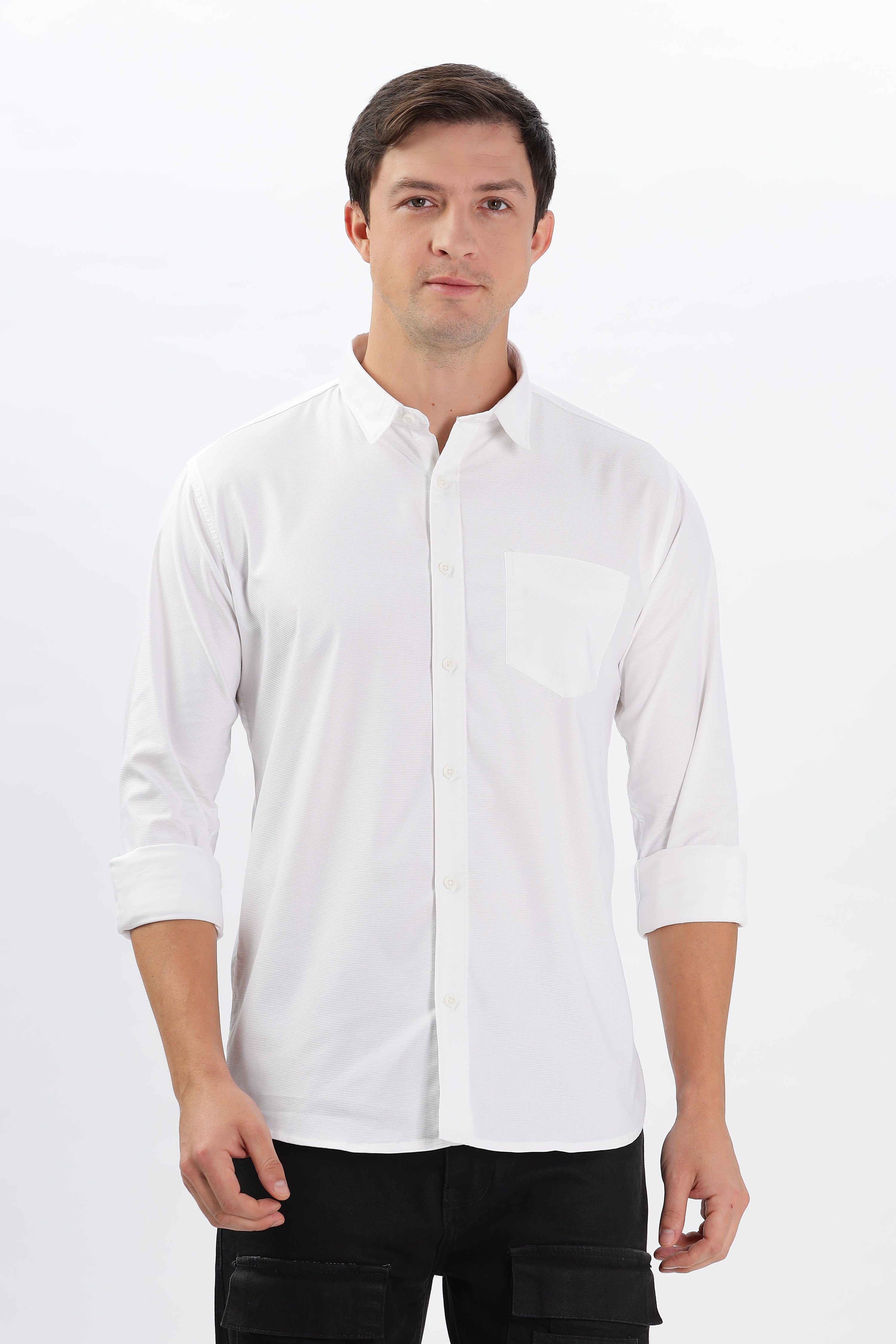 Color Hunt Men's White Full Sleeve Regular Fit Shirt