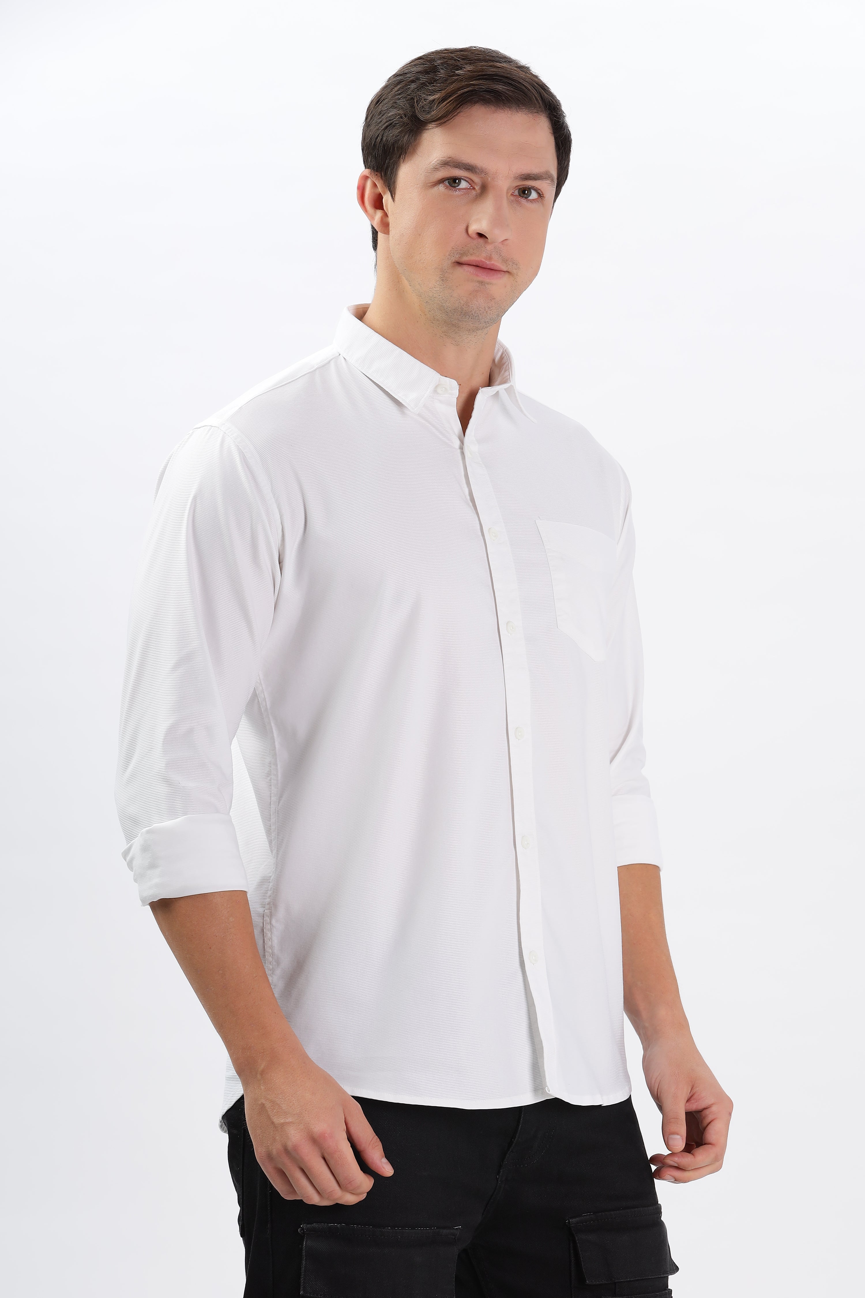 Color Hunt Men's White Full Sleeve Regular Fit Shirt