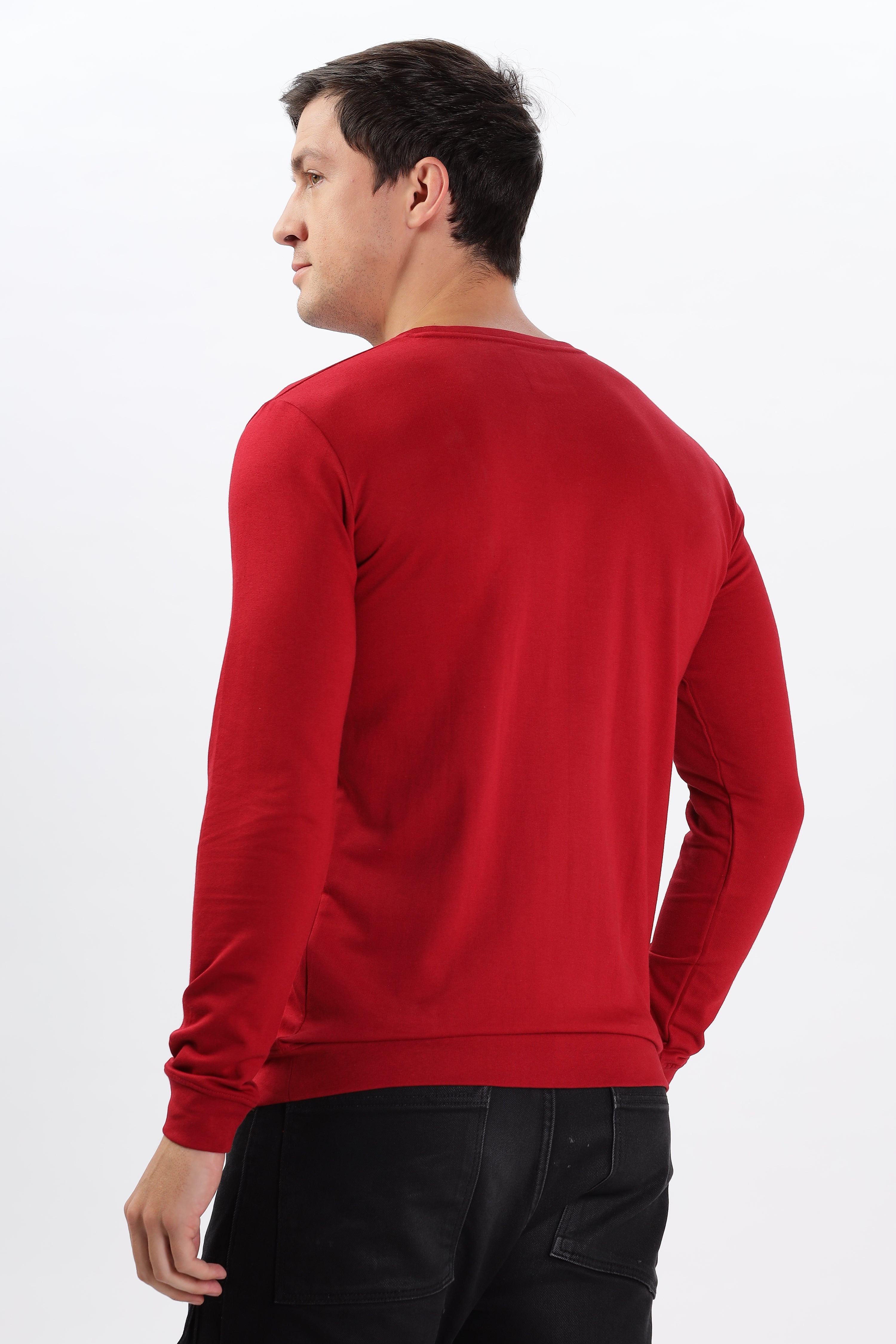 Color Hunt Men's Dark Red Full Sleeve Regular Fit Sweatshirt