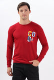 Color Hunt Men's Dark Red Full Sleeve Regular Fit Sweatshirt