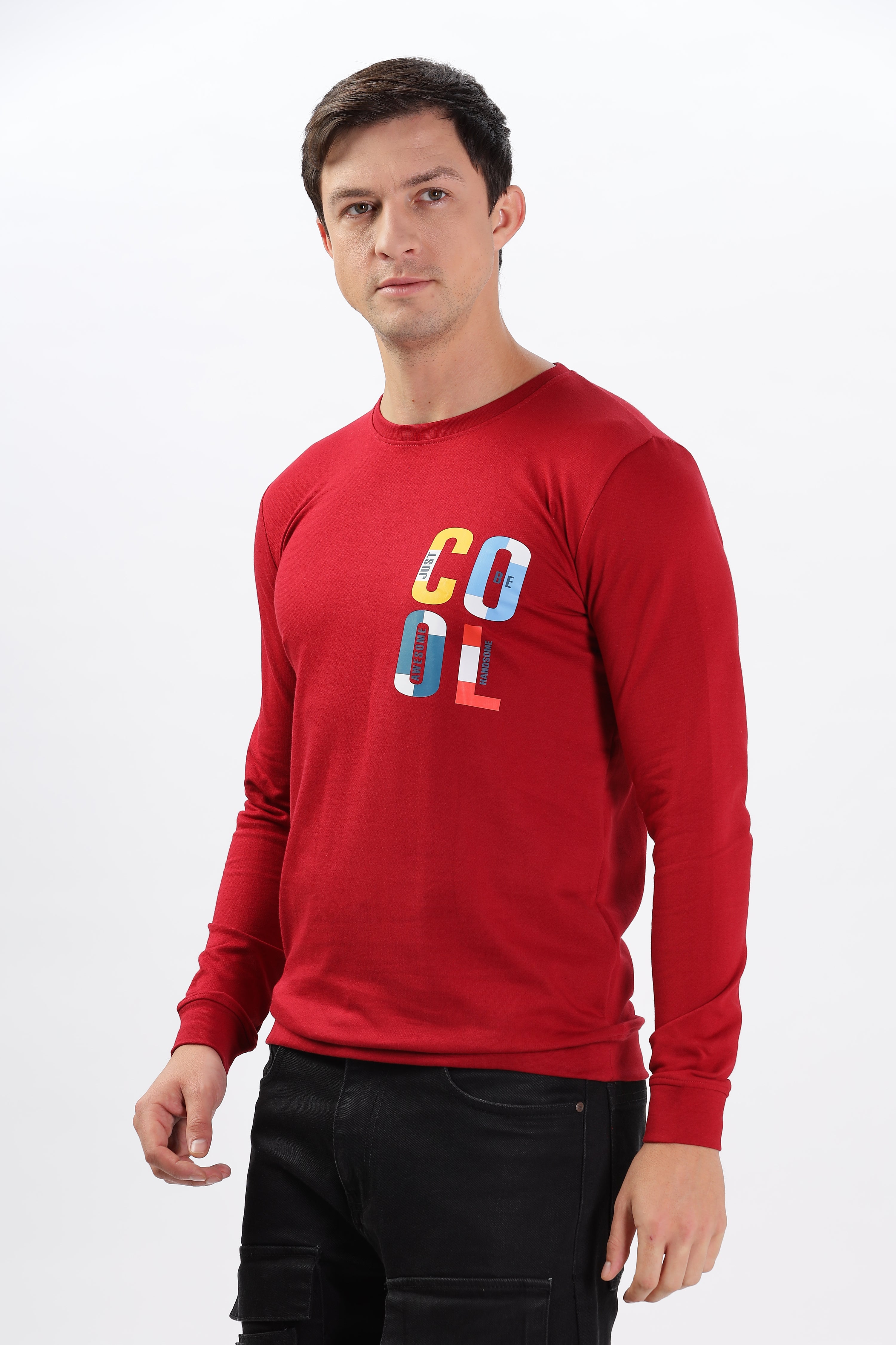 Color Hunt Men's Dark Red Full Sleeve Regular Fit Sweatshirt