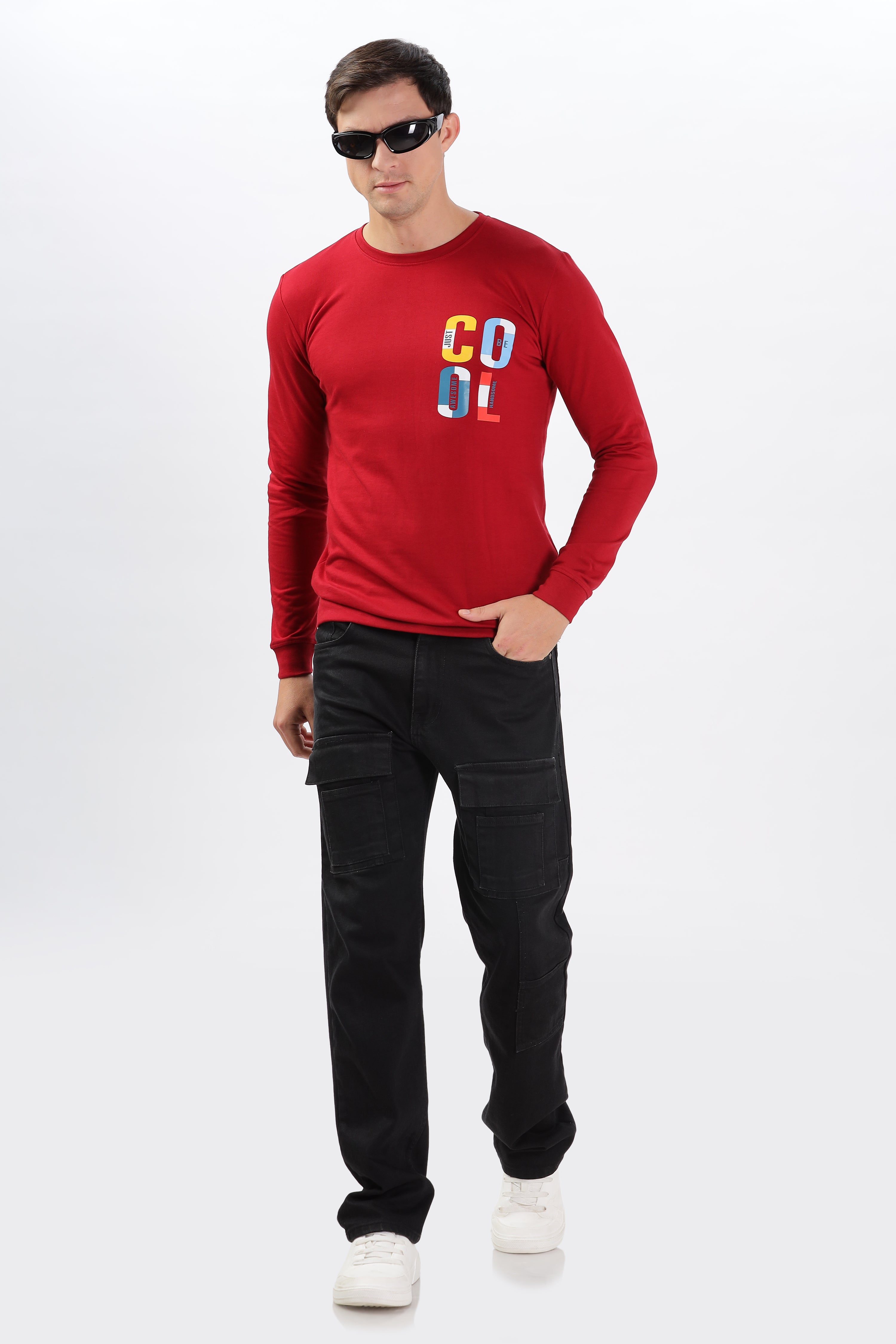 Color Hunt Men's Dark Red Full Sleeve Regular Fit Sweatshirt