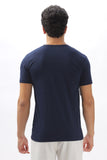 Color Hunt Men's Cotton Navy Half Sleeve Printed Regular Tshirt - Colorhunt