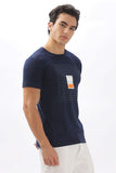 Color Hunt Men's Cotton Navy Half Sleeve Printed Regular Tshirt - Colorhunt