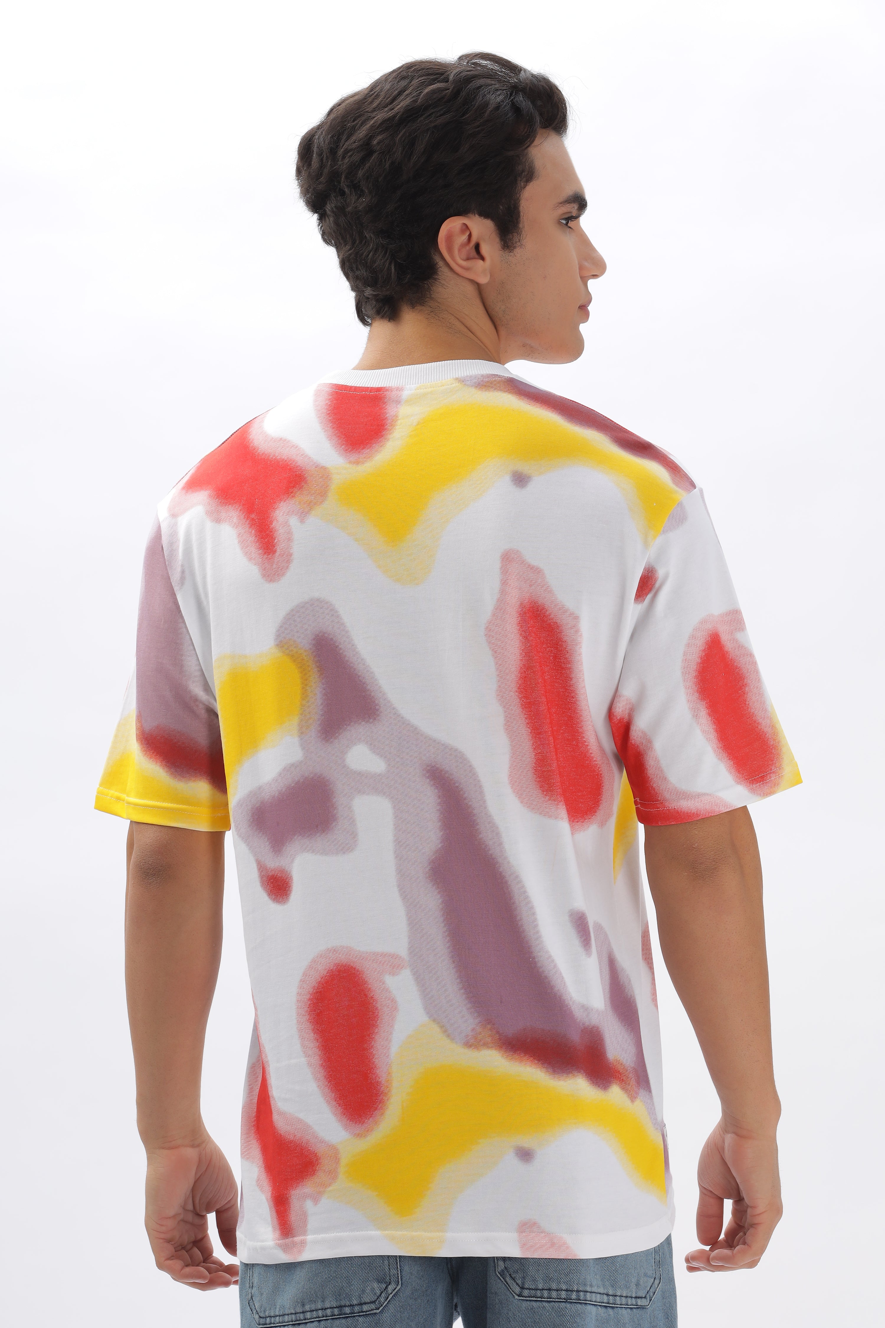 Color Hunt Men's Cotton White Half Sleeve Printed Oversize T-shirt - Colorhunt