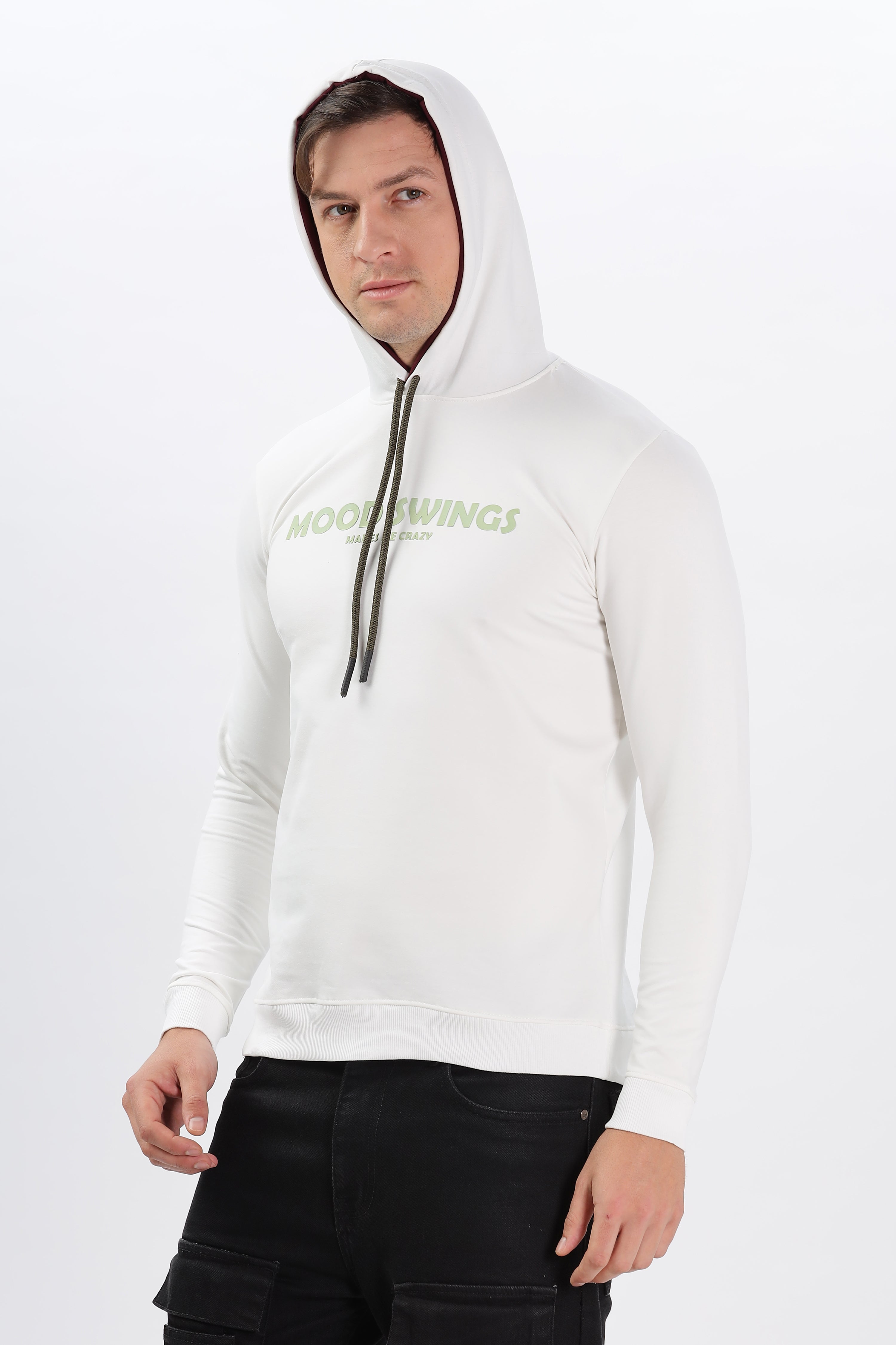 Color Hunt Men's Off-White Full Sleeve Regular Fit Hoodie