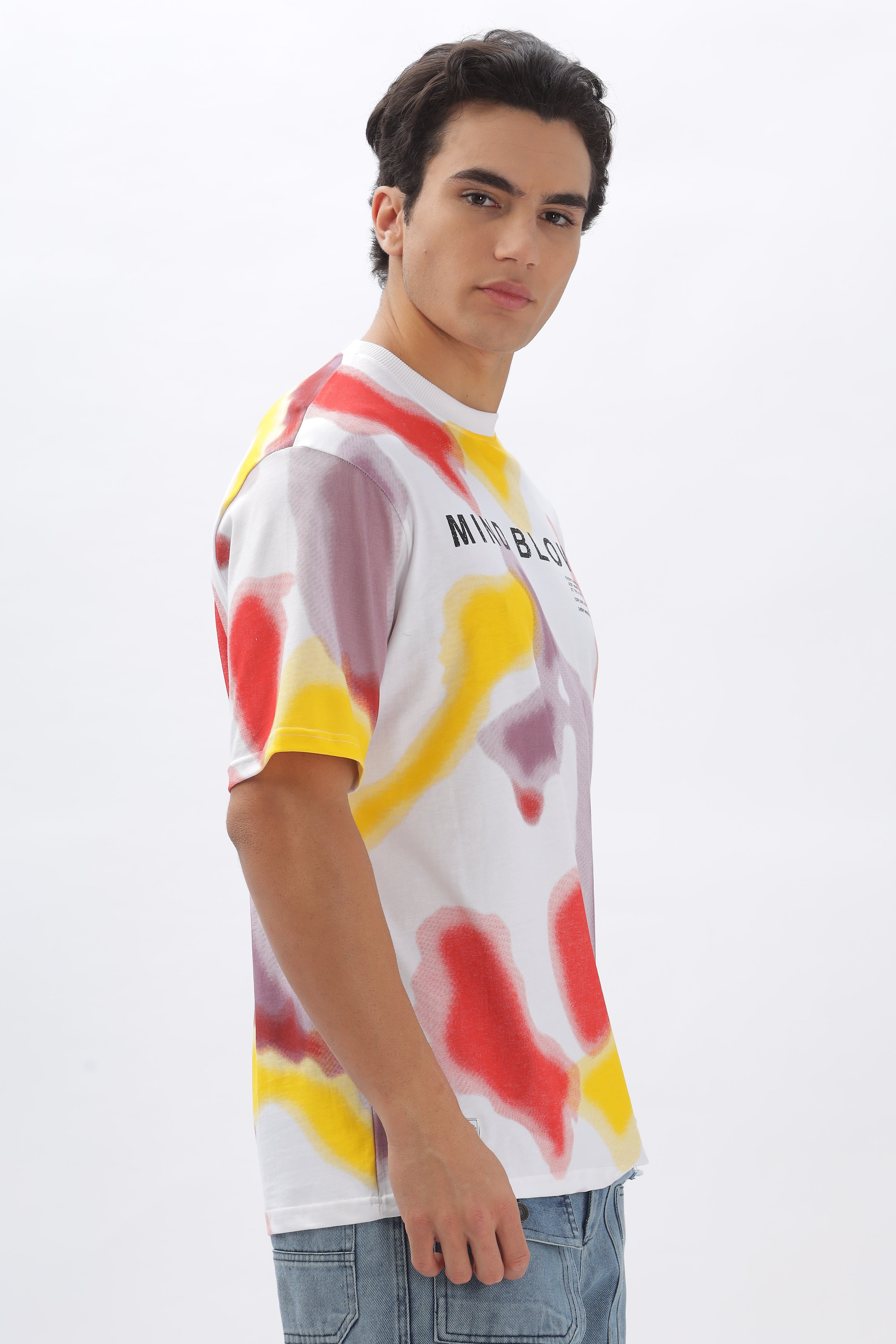 Color Hunt Men's Cotton White Half Sleeve Printed Oversize T-shirt - Colorhunt