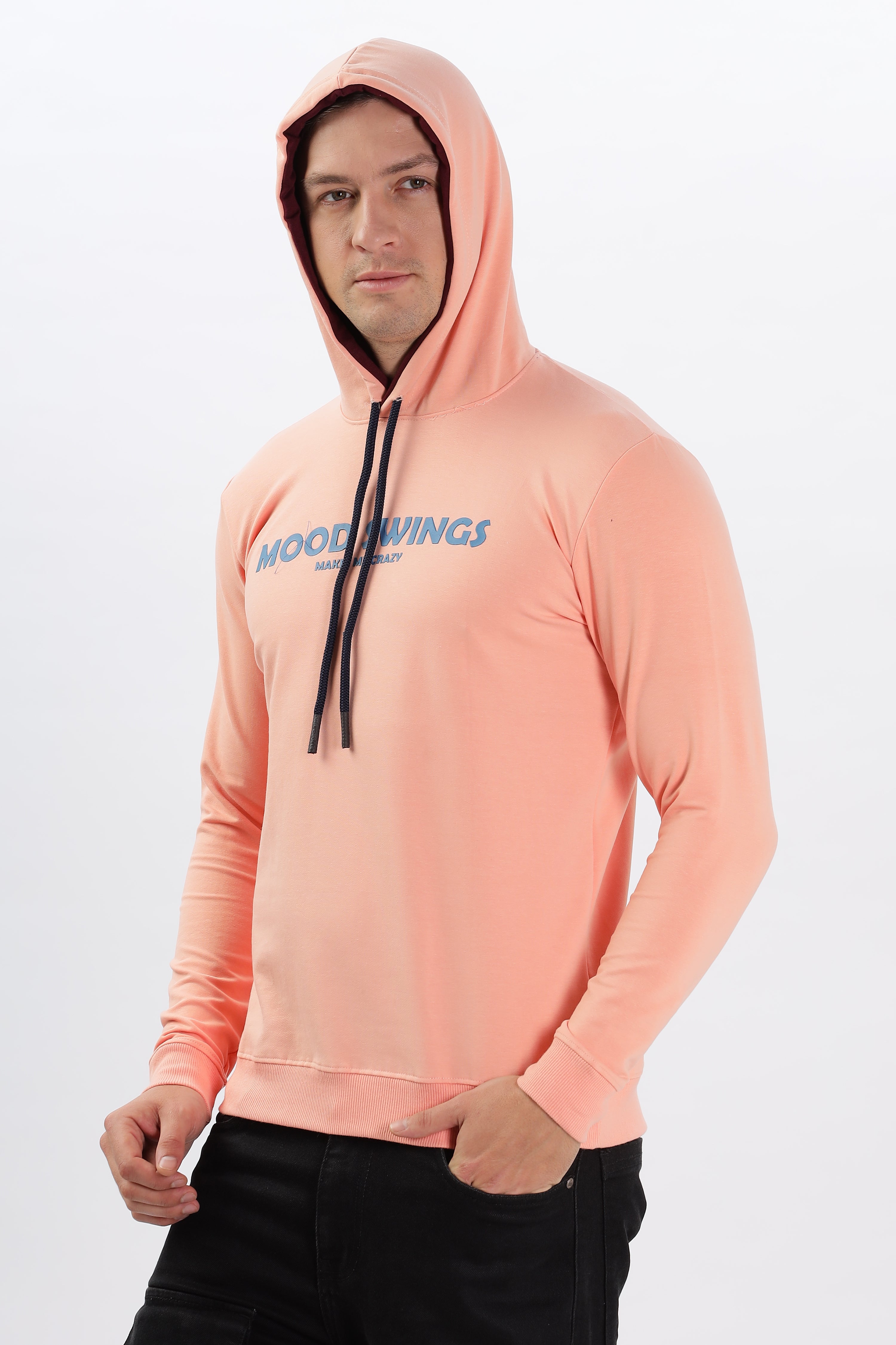 Color Hunt Men's Peach Pink Full Sleeve Regular Fit Hoodie